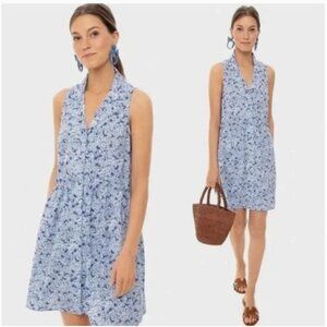 Tuckernuck | Royal Sleeveless shirt dress | hydrangea print | Blue | XL | EUC